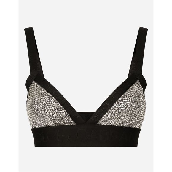 KIM DOLCE&GABBANA Triangle bra with fusible rhinestones - Picture 1 of 11